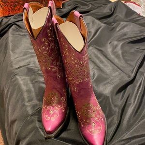 Women’s purple python inlay and rhinestone s leather